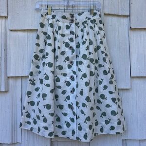 Tulip B by J317‎ Whale Print Pleated Button Front Midi Skirt Women's Size S